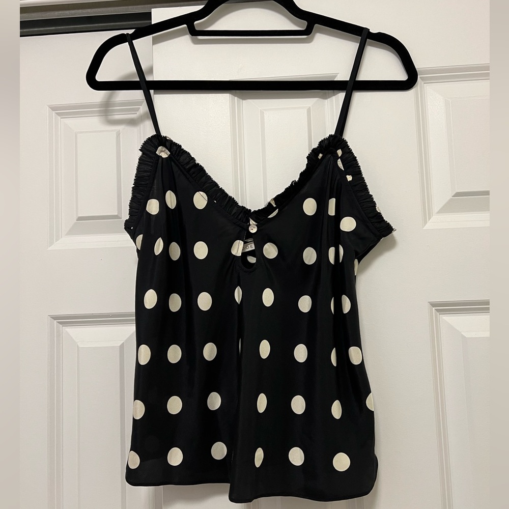 Doen Black Blouse with White Polka Dots- New with Tags